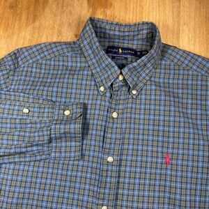 Ralph Lauren Classic Fit Long Sleeve Button Down Shirt Men's XL Green Plaid